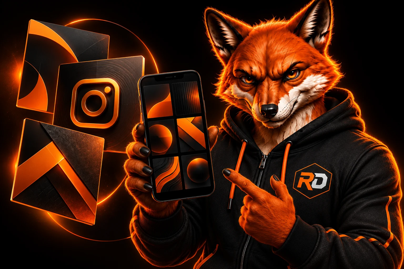 Raposo em uma cena de artes para instagram